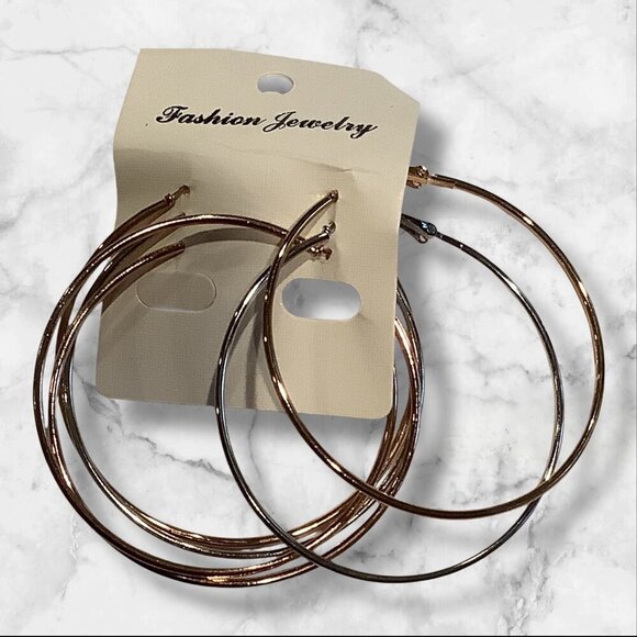 Set Of 6 Fashion Jewelry Gold & Silver Tone Hoop Earrings for Women - Picture 7 of 10